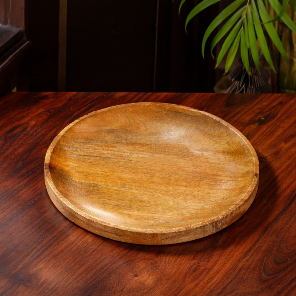 Beautiful Round Wooden Serving Tray 12 Inch 1