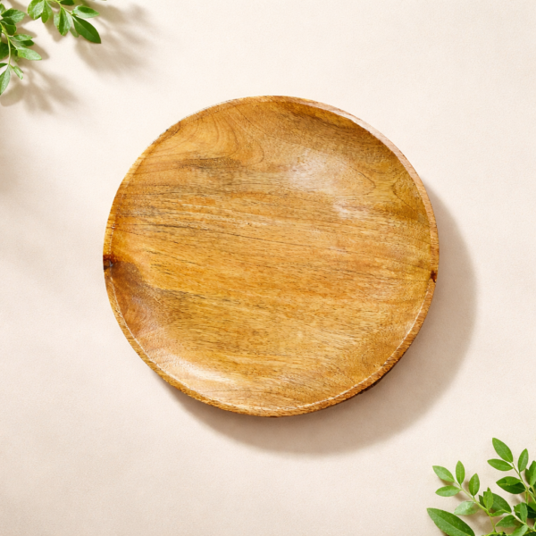 Beautiful Round Wooden Serving Tray 12 Inch