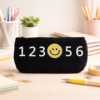 Black Number Edition Canvas Pouch Smiley Design Pencil Case