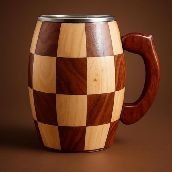 Wooden Coffee Mug with Stainless Steel Glass 1