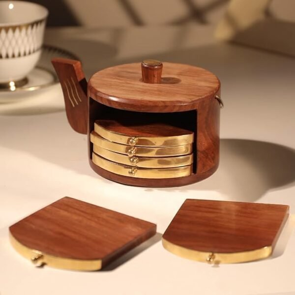 Wooden Kettle Shape Coasters 3