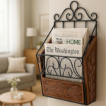 Wrought Iron Wall Mount Magazine & Newspaper Holder 1