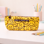 Yellow Smiley Canvas Pencil Pouch