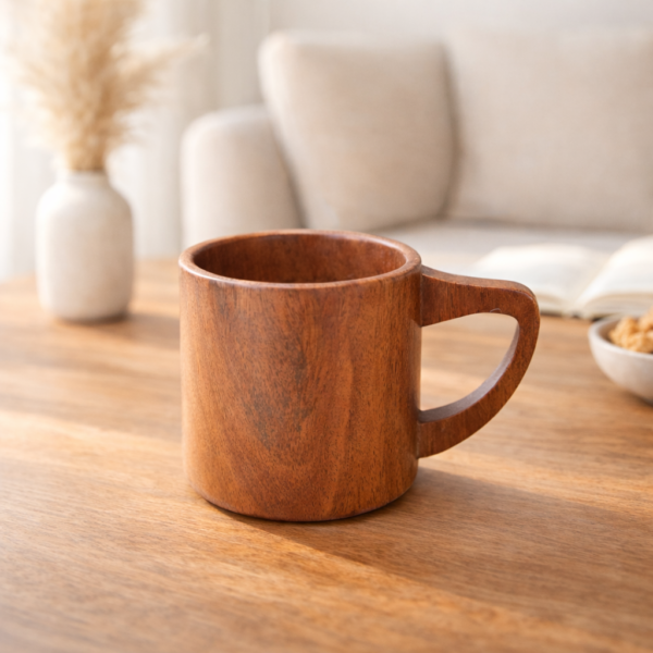 Handcrafted Wooden Coffee Cup – Natural Solid Wood Cup | Minimalist Eco-Friendly Drinkware