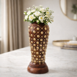 Antique Handmade Wooden Decorative Flower Vase