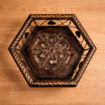 Deluxe Handcrafted Wooden & Wrought Iron Fruit Basket