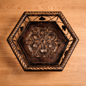 Deluxe Handcrafted Wooden & Wrought Iron Fruit Basket