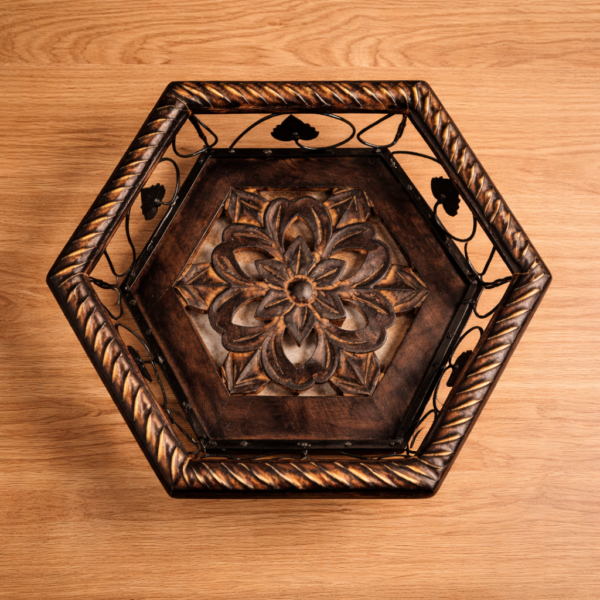 Deluxe Handcrafted Wooden & Wrought Iron Fruit Basket