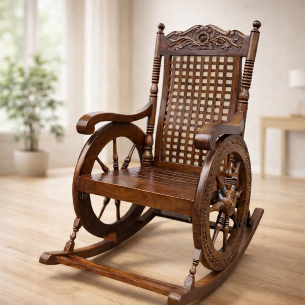Handcrafted Sheesham Wood Rocking Chair