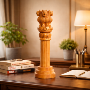 Handcrafted Wooden Ashoka Pillar for Office, Study Table, Home Decor & Gift