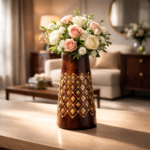 Handcrafted Wooden Decorative Flower Vase for Living Room, Bedroom & Home Decor