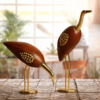 Handcrafted Wooden Saras Bird Showpiece Set of 2 1