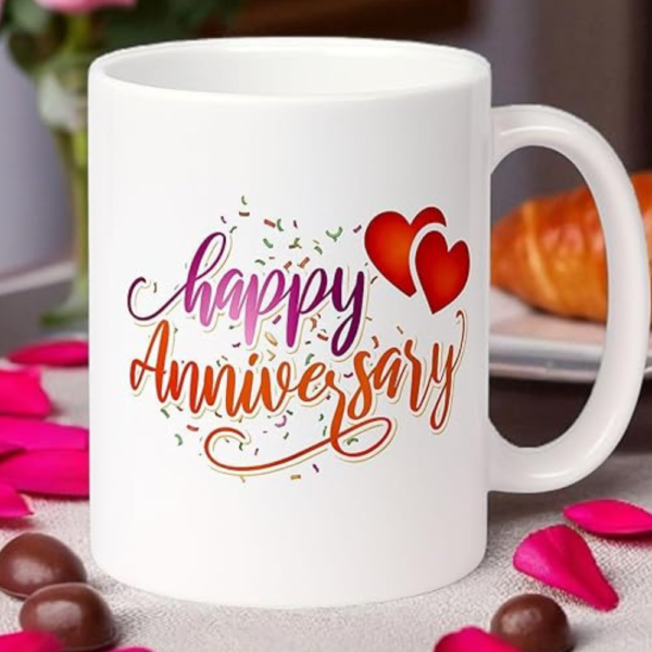 Happy Anniversary Handcrafted Ceramic Mug Elegant Coffee & Tea Mug
