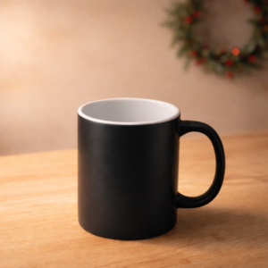 Magic Mug Matte Black Ceramic Coffee Cup with White Interior