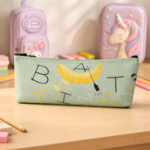 Mint Green Silicone Pencil Pouch with Banana Print