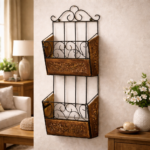 Premium Wall Mounted Double Book & Magazine Holder