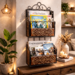 Premium Wall Mounted Double Book & Magazine Holder