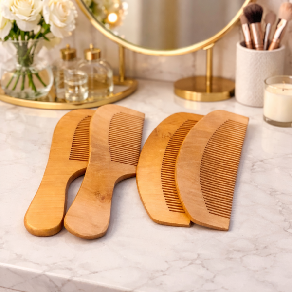 Premium Wooden Comb Set of 4 for Hair Care