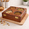 Premium Wooden Dry Fruits Box with Glass Lid - 4 Compartment 1