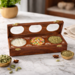 Premium Wooden Dry Fruits Box with Glass Lid – 3 Compartments 1