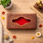Rectangular Hand-Carved Wooden Tissue Holder Box