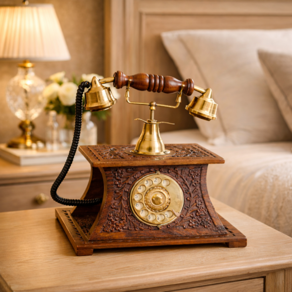 Vintage Wooden Telephone Set
