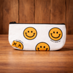 White Smiley Aesthetic Canvas Pencil Case