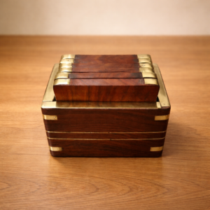 Wooden Coasters Set of 6 with Holder