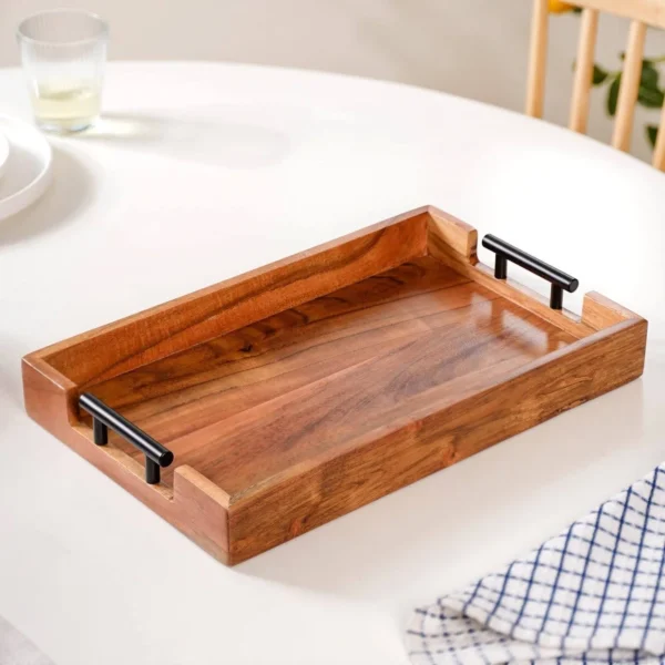 Wooden Serving Tray with Handles