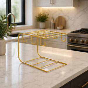 Metal Cup Stand – Gold 6 Hooks Mug Holder Rack 3