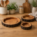 Rustic Wooden Buckle Tray Set of 3