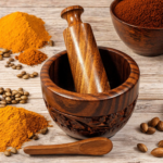 Rustic spice preparation on wood