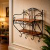 Wooden & Iron Set Top Box Wall Shelf for TV Unit