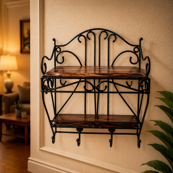 Wooden & Iron Set Top Box Wall Stand for TV second