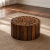 Wooden Round Serving Stool for Living Room & Home Decor