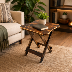 Wooden Square Folding Side Table for Living Room & Bedroom