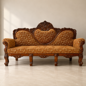 Handcrafted Solid Wood Carved 3 Seater Sofa