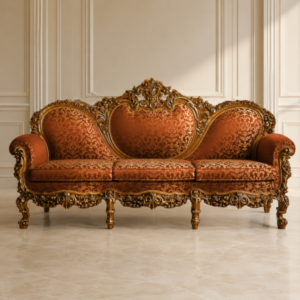 Luxury Handcrafted Royal Carved Wooden Sofa