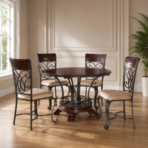 Luxury Round Dining Table Set with 4 Chairs