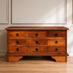 Solid Wood 9 Drawer Storage Chest Cabinet