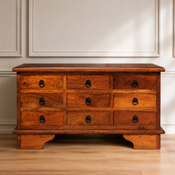 Solid Wood 9 Drawer Storage Chest Cabinet