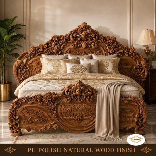 Premium Hand-Carved Teak Wood Bed Headboard & Footboard Set CB-MTO-001PU