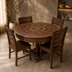 Royal Handcrafted Wooden Dining Table Set (4 Seater)