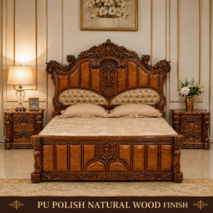 Teak Wood Headboard and Footboard Set with PU Polish