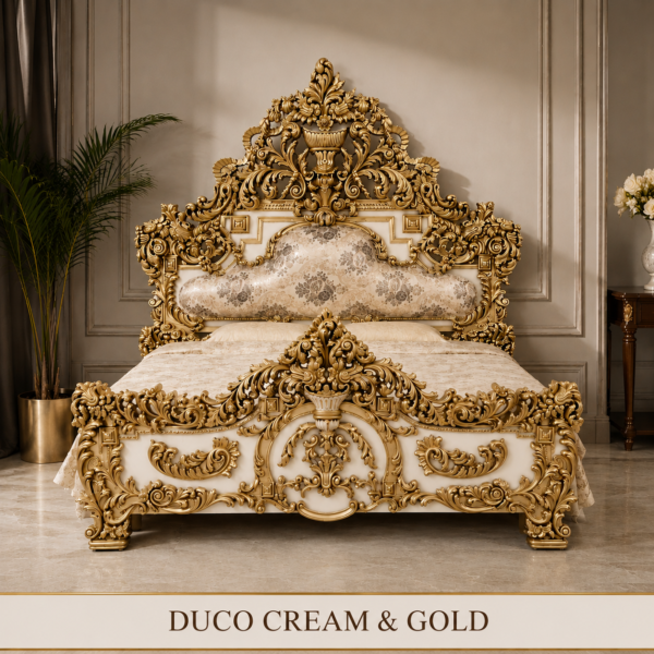 Luxury Made-to-Order Headboard & Footboard Set in Duco Cream and Gold