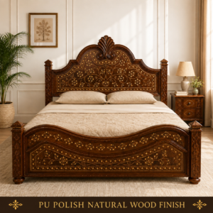 Premium Teak Wood Bed Headboard and Footboard Set with PU Polish